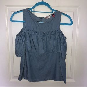 Blue and white striped tank top